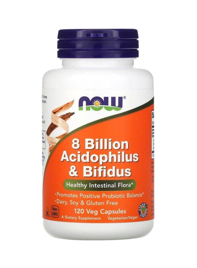Now Foods 8 Billion Acidophilus And Bifidus Dietary Supplement - 120 Veg Capsules - Image 1