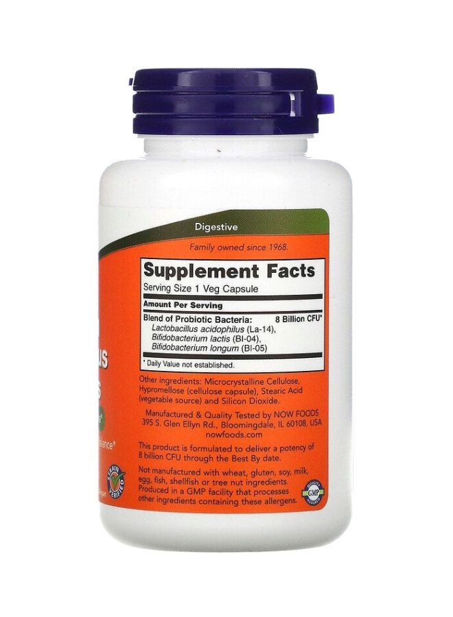 Now Foods 8 Billion Acidophilus And Bifidus Dietary Supplement - 120 Veg Capsules - Image 2