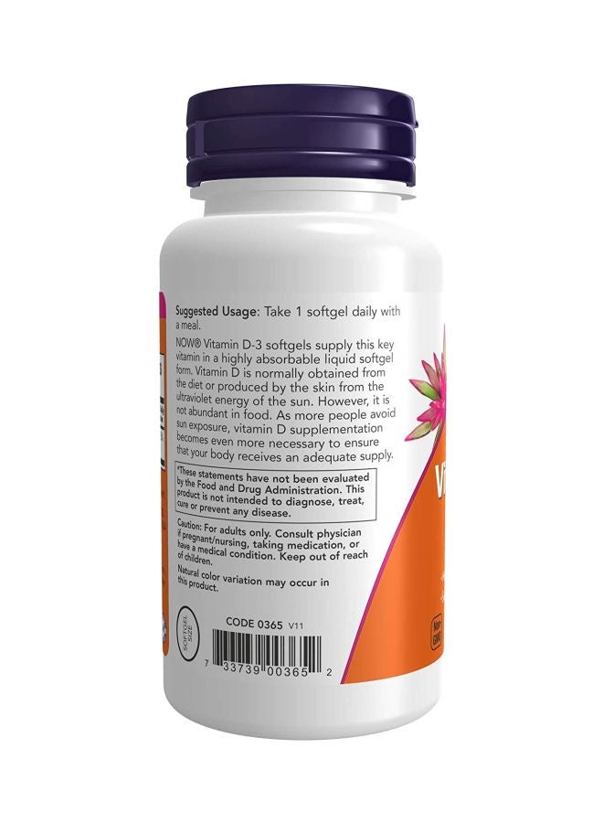Now Foods - High Potency Vitamin D-3 1000 IU Dietary Supplement - 180 Softgels - Image 1