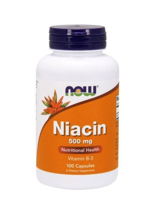 ناو فودز مكمل غذائي نياسين فيتامين B-3 بتركيز 500 مليجرام - 100 كبسولة - Image 1