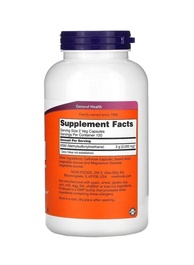 Now Foods MSM 1000 mg Dietary Supplement - 240 Capsules - Image 2
