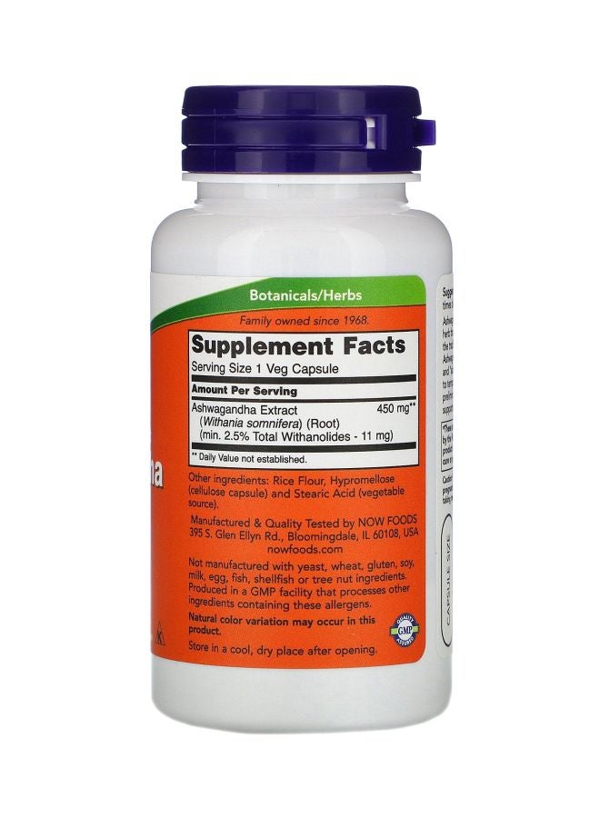 Now Foods - Pack Of 2 Ashwagandha Capsule 450mg - 90 Veg Capsules - Image 1