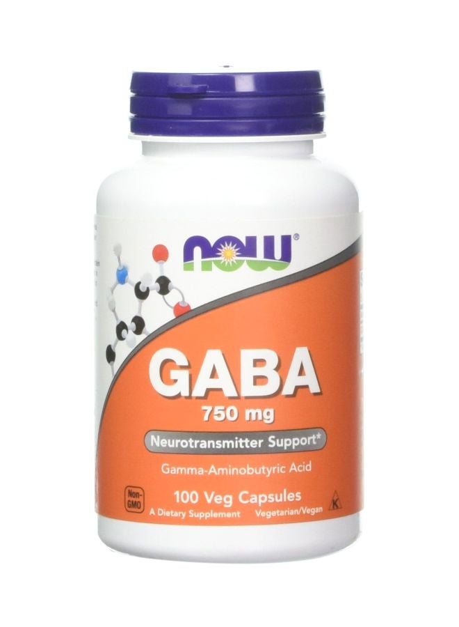 Now Foods GABA 750 mg Dietary Supplement - 100 Veg Capsules - Image 1