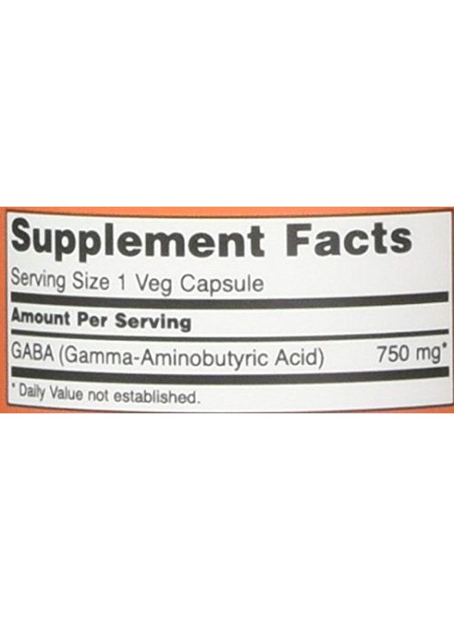 Now Foods GABA 750 mg Dietary Supplement - 100 Veg Capsules - Image 3
