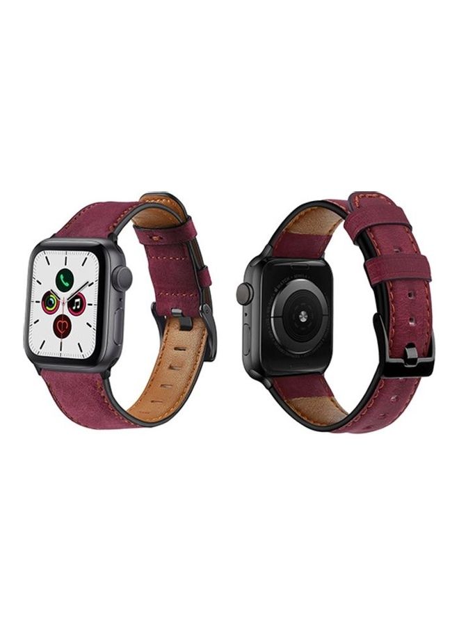HuHa Replacement Strap Watchband For Apple Watch Series 7 41mm / 6 / SE / 5 / 4 40mm / 3 / 2 / 1 38mm Wine Red - Image 1