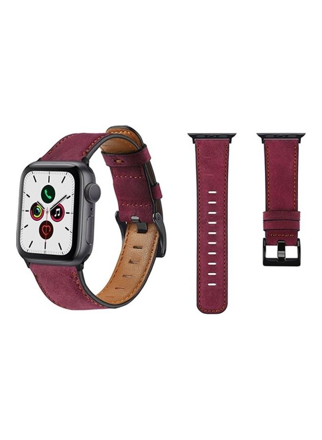 HuHa Replacement Strap Watchband For Apple Watch Series 7 41mm / 6 / SE / 5 / 4 40mm / 3 / 2 / 1 38mm Wine Red - Image 2