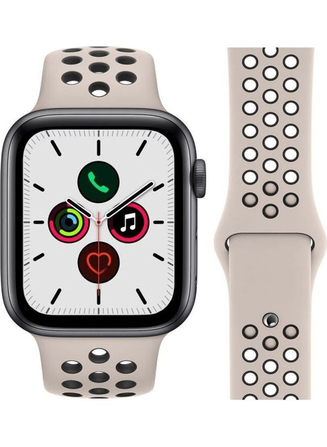 HuHa Replacement Strap Watchband For Apple Watch Series 7 41mm / 6 / SE / 5 / 4 40mm / 3 / 2 / 1 38mm Beige/Black - Image 2