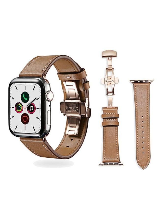 HuHa Replacement Strap Watchband For Apple Watch Series 7 41mm / 6 / SE / 5 / 4 40mm / 3 / 2 / 1 38mm Light Brown - Image 1