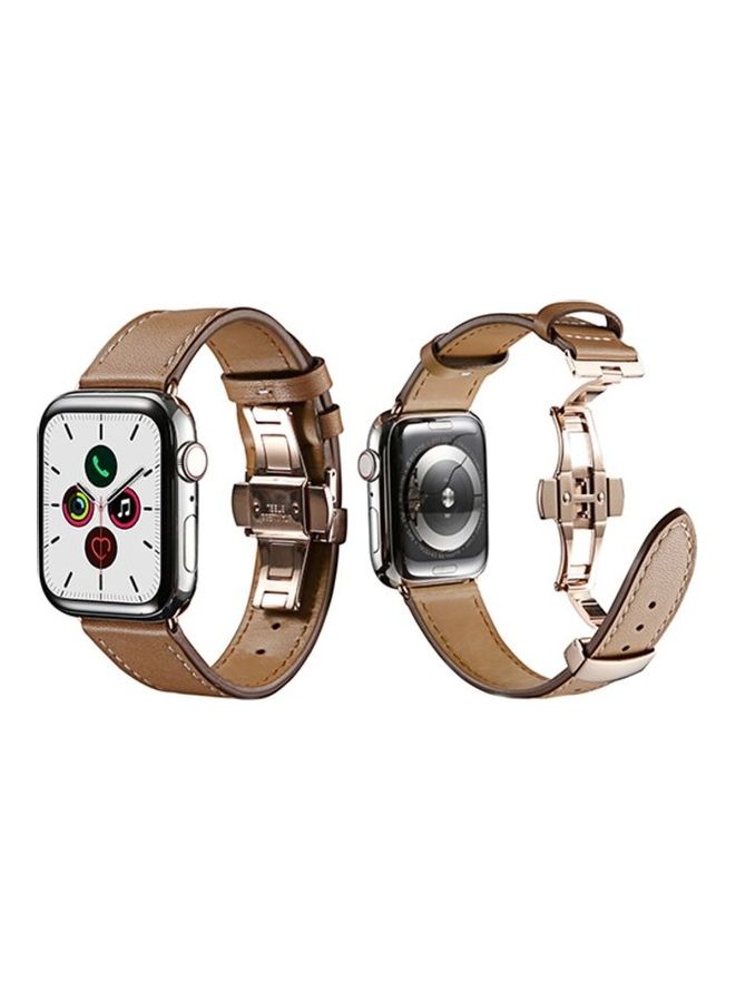 HuHa Replacement Strap Watchband For Apple Watch Series 7 41mm / 6 / SE / 5 / 4 40mm / 3 / 2 / 1 38mm Light Brown - Image 2