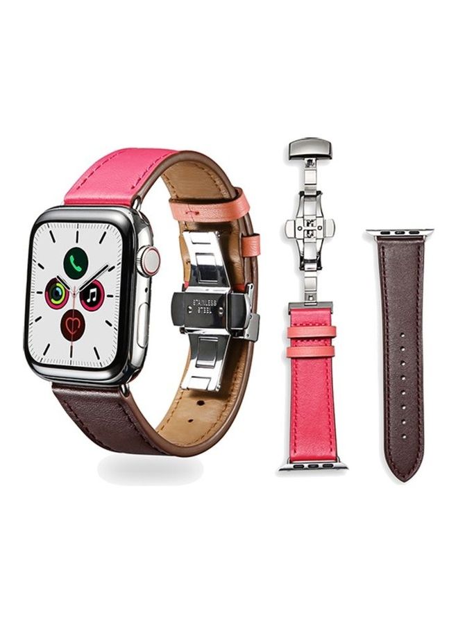 HuHa Replacement Strap Watchband For Apple Watch Series 7 41mm / 6 / SE / 5 / 4 40mm / 3 / 2 / 1 38mm Pink/Brown - Image 1
