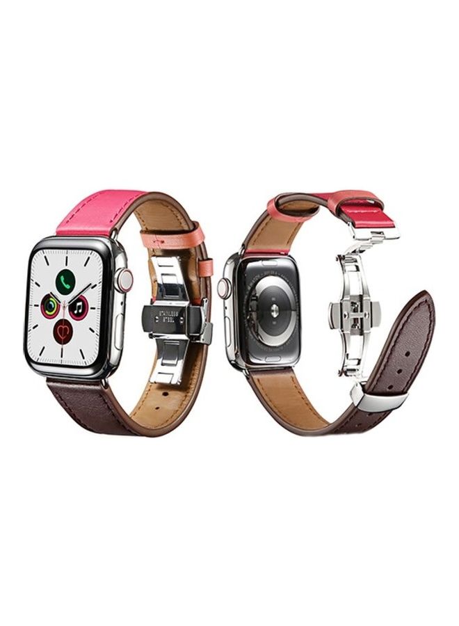 HuHa Replacement Strap Watchband For Apple Watch Series 7 41mm / 6 / SE / 5 / 4 40mm / 3 / 2 / 1 38mm Pink/Brown - Image 2