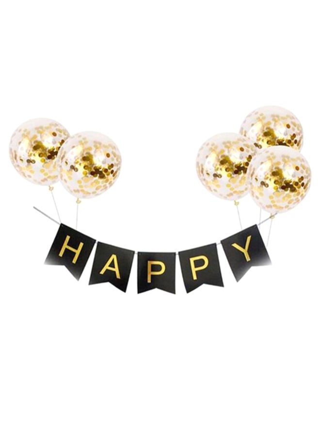 شاربدو - مجموعة بالونات مكونة من 5 قطع ومزودة بأعلام للتعليق مطبوع عليها عبارة "Happy Birthday" - Image 1