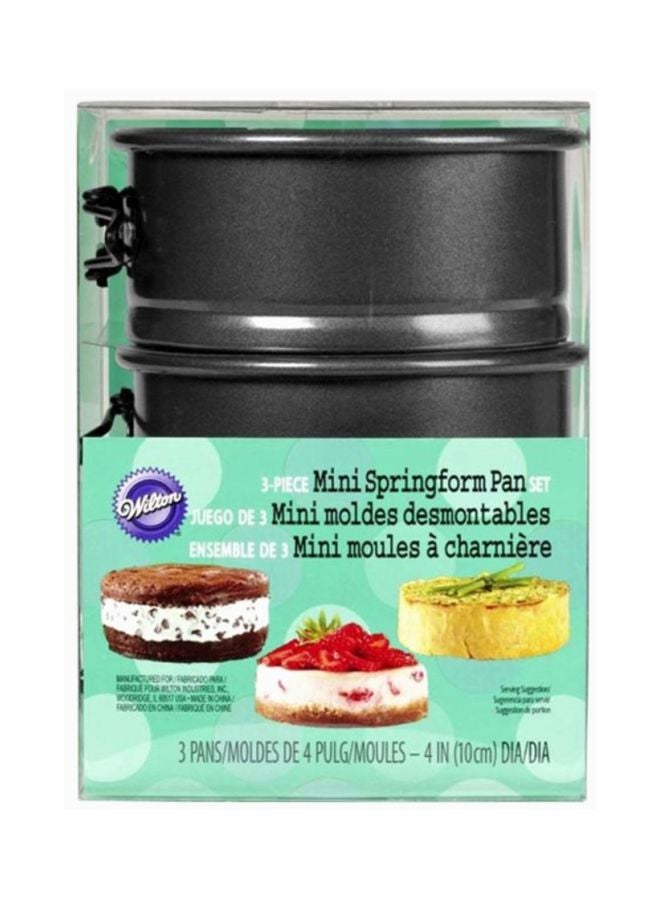 3-Piece Mini Springform Pan Set Grey 3x4inch