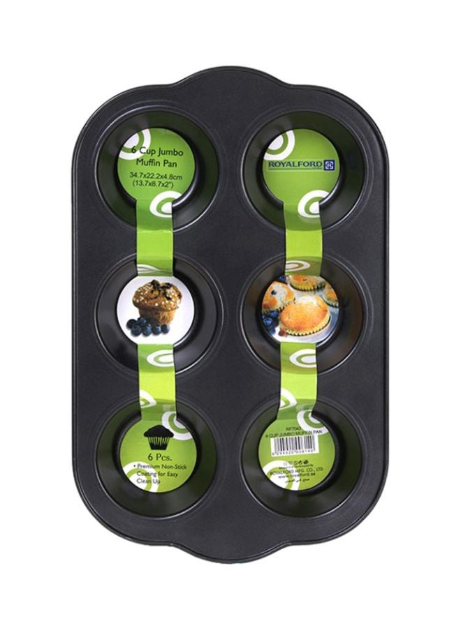 Royalford - 6-Cup Muffin Pan Black 34.7x22.2x4.8cm - Image 1