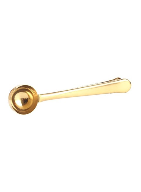 Coffee Spoon With Clip Gold 18x3.7cm