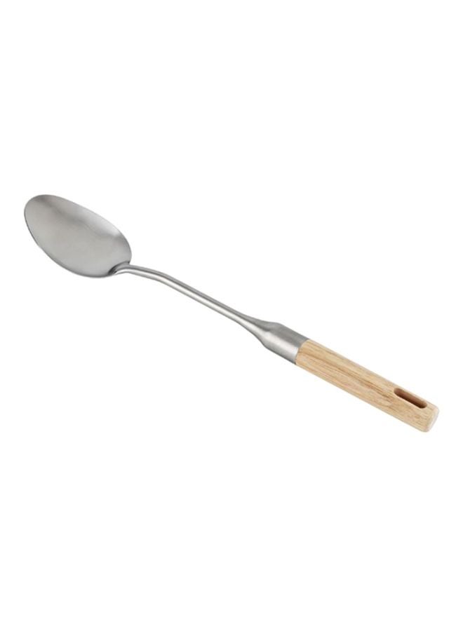 Cuisine Art Stainless Steel Solid Spoon With Rubber Wood Handle Silver/Beige  - Image 1