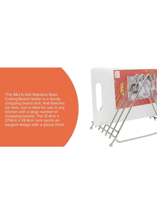 RAJ - 6-Slot Stainless Steel Cutting Board Holder Silver 12.4x37.4x26.4cm - Image 1