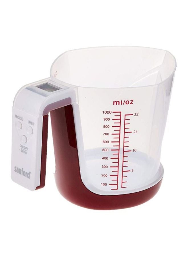 Sanford Digital Measuring Cup Clear/Maroon/Silver 1000ml - Image 1