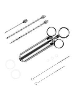 Beauenty Marinade Meet Bbq Sauce Injector Needles Syringe Silver 8.1x5.1x1.6inch  - Image 1