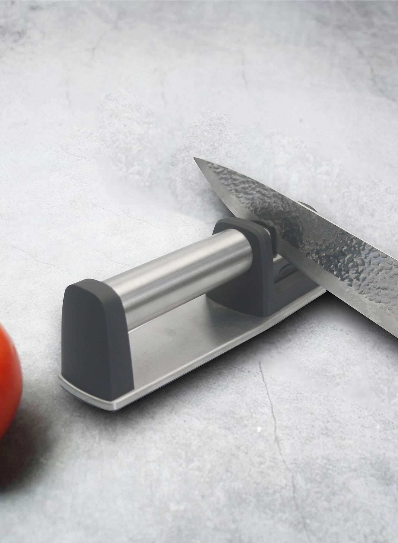 Knife Sharpener - With Stainless Steel Blades - Surdy And Safe - Essential Kitchen Accessories - For Kitchen Knives - Silver Mallow 