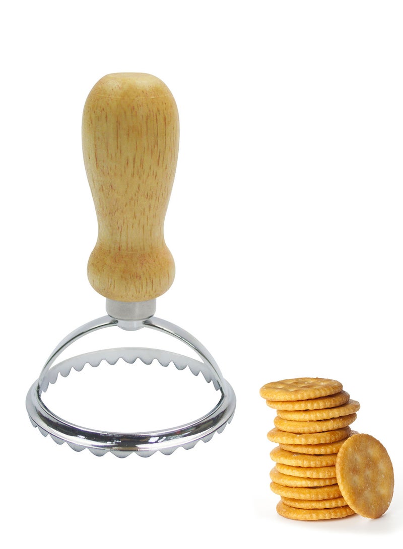 Amal Ravioli Cutter - With Wooden Handle - Kitchen Accessories - Kitchen Tools - Brown/Silver 6.5 x 10.5cm  - Image 2