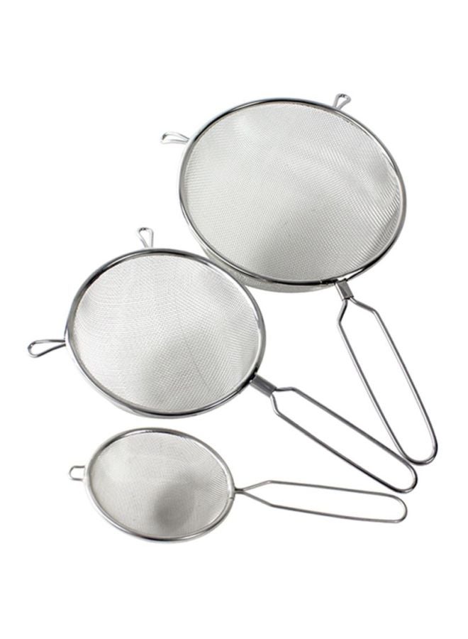 ALBERTO 3-Piece Strainer Set Silver Small (8.5x5.5), Medium (13.25x5.5), Large (15.75x8)cm - Image 2