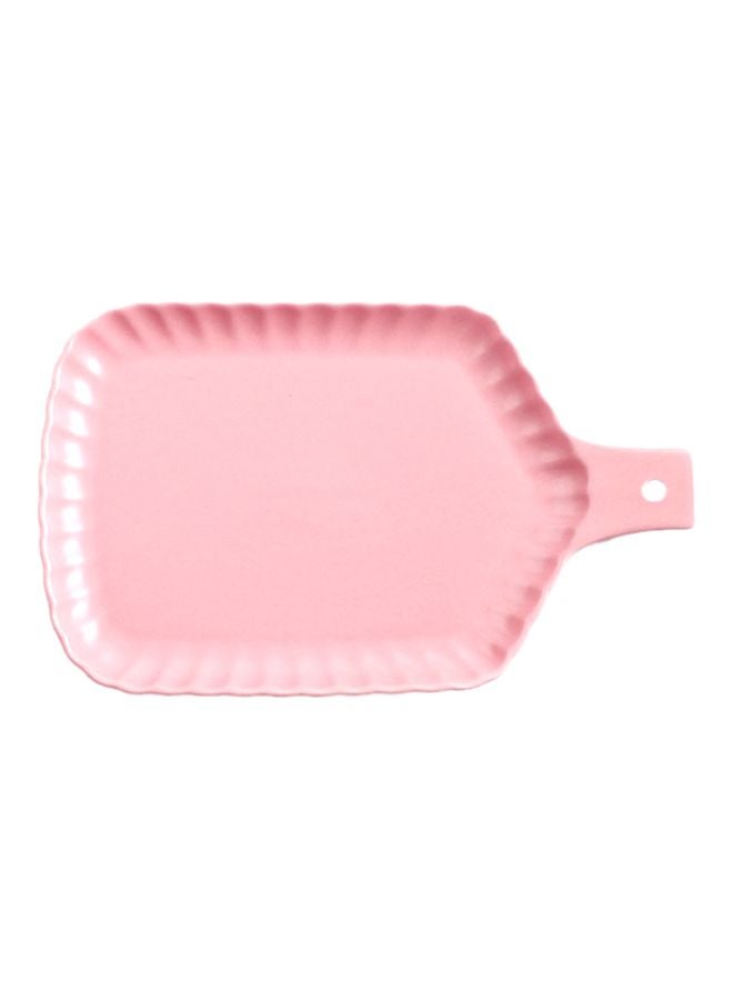 Sharpdo Chrysanthemum Rectangle Plate With Handle Pink 10inch - Image 1