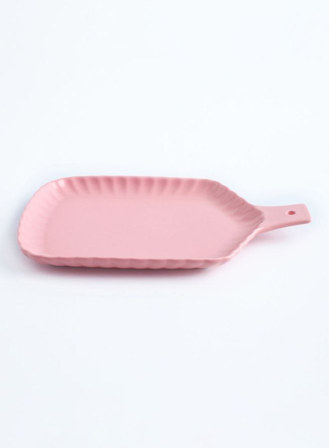 Sharpdo Chrysanthemum Rectangle Plate With Handle Pink 10inch - Image 3