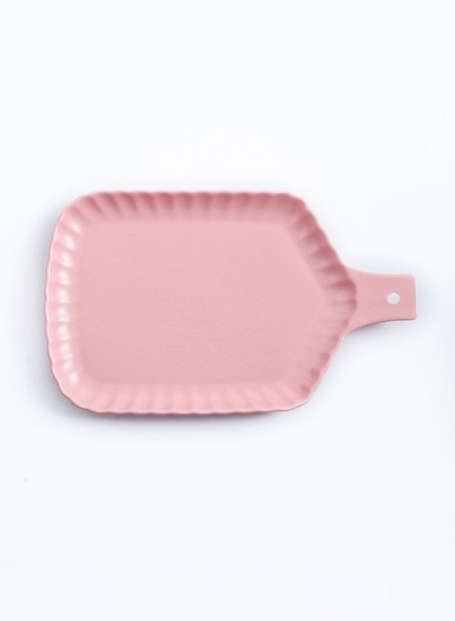 Sharpdo Chrysanthemum Rectangle Plate With Handle Pink 10inch - Image 4