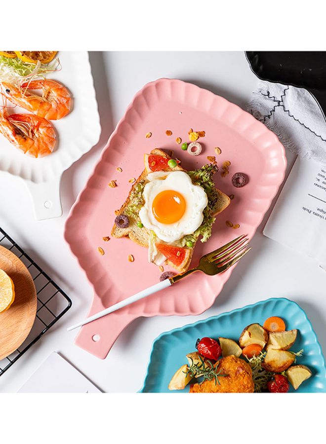 Sharpdo Chrysanthemum Rectangle Plate With Handle Pink 10inch - Image 5