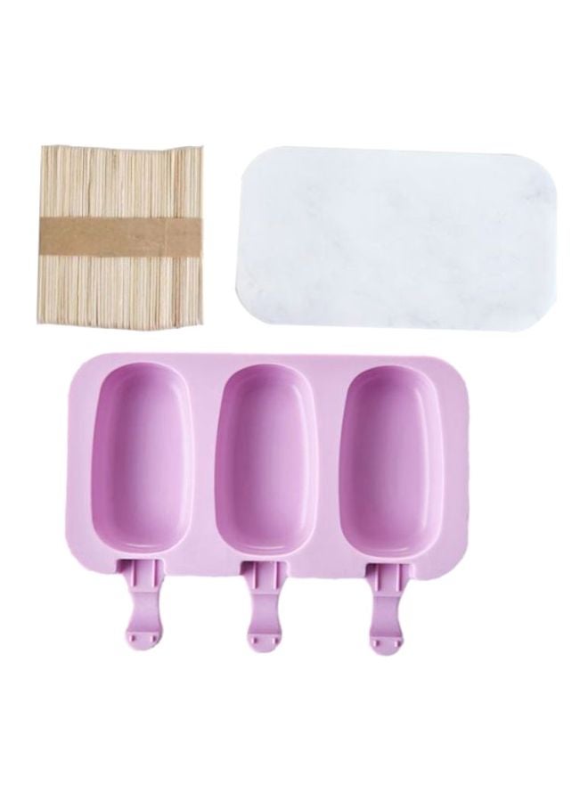 Beauenty 3-Cavity Popsicle Mould Pink/White/Beige 19.5x11x2cm - Image 1