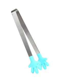 Cool Baby Hand Shape Salad BBQ Tongs Silver/Blue 13x2.5cm  - Image 1