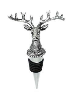 Beauenty Decorative Metal Beverage Bottle Stopper Silver/Black 8.5x5cm 