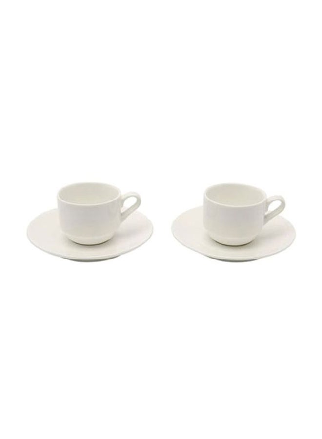 Set Of 2 Turkish Coffee Cup And Saucer White 5inch