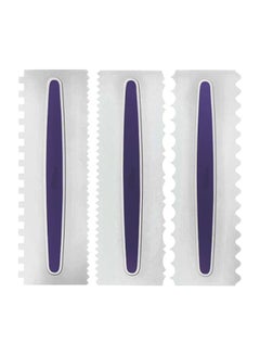3-Piece Multi-Pattern Cake Icing Comb Set White/Purple 9x3inch