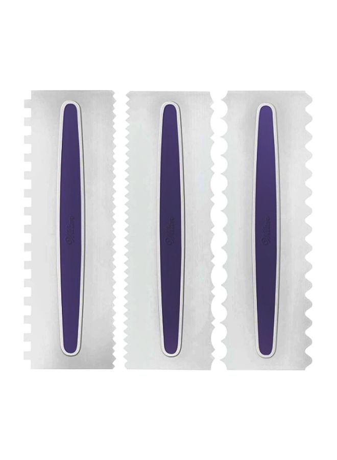 Wilton - 3-Piece Multi-Pattern Cake Icing Comb Set White/Purple 9x3inch - Image 1