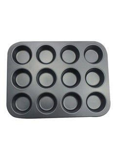 Sharpdo 12-Hole Muffin Pan Cupcake Mould Black 35x26.5x2.8cm  - Image 1