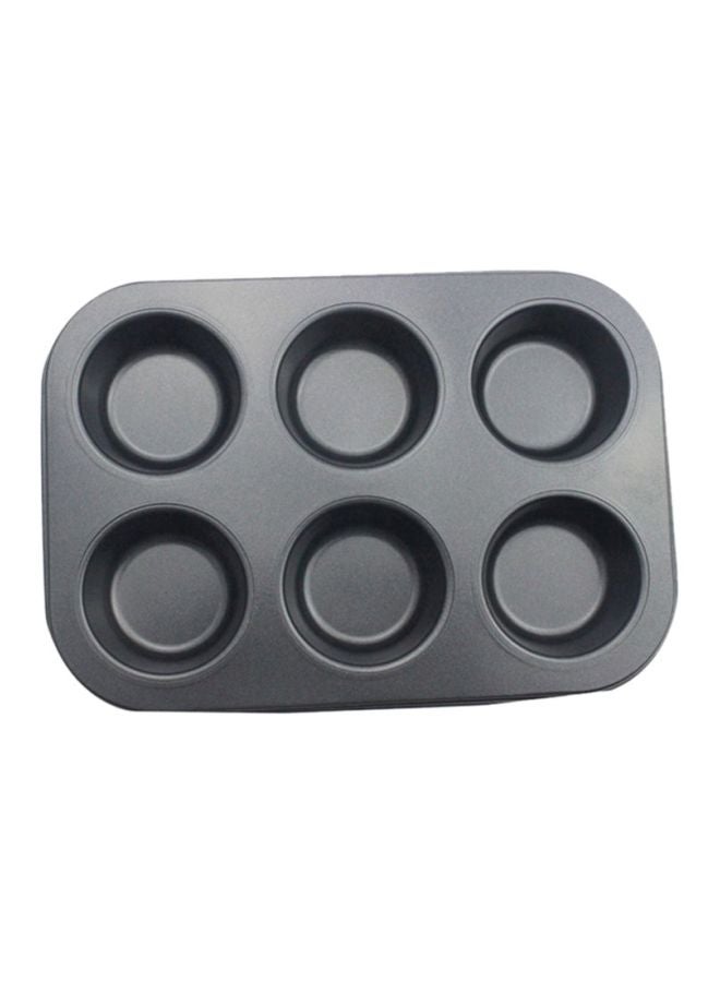 شاربدو قالب للكعك مانع للالتصاق بـ6 فتحات أسود 18.5x26.5x2.8سم - Image 1
