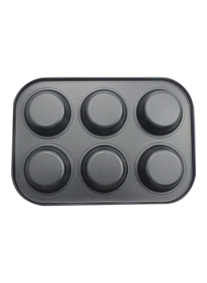 شاربدو قالب للكعك مانع للالتصاق بـ6 فتحات أسود 18.5x26.5x2.8سم - Image 2