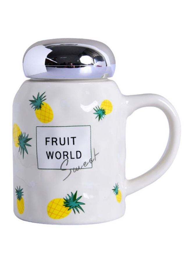شاربدو قدح سيراميك بتصميم أناناس وخوخ أبيض/أصفر/أخضر - Image 3