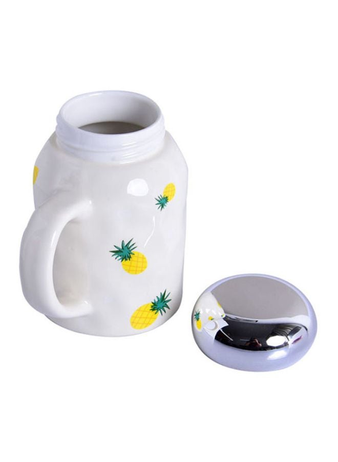 شاربدو قدح سيراميك بتصميم أناناس وخوخ أبيض/أصفر/أخضر - Image 4