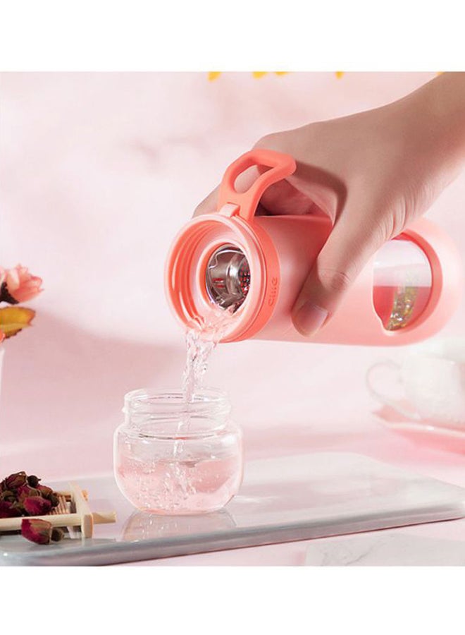 بيوينتي محضر شاي زجاجي وردي/أبيض 450ملليلتر - Image 3