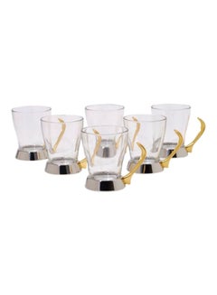 REGENT 6-Piece O2 Tea Mug Set Clear/Gold 11.2 x 29.8 x 21cm  - Image 1