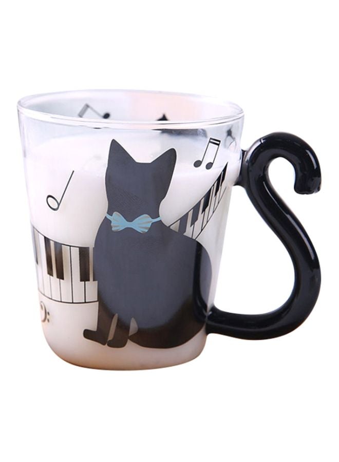 Beauenty Cute Cats Glass Coffee Mug White/Black 350ml - Image 1