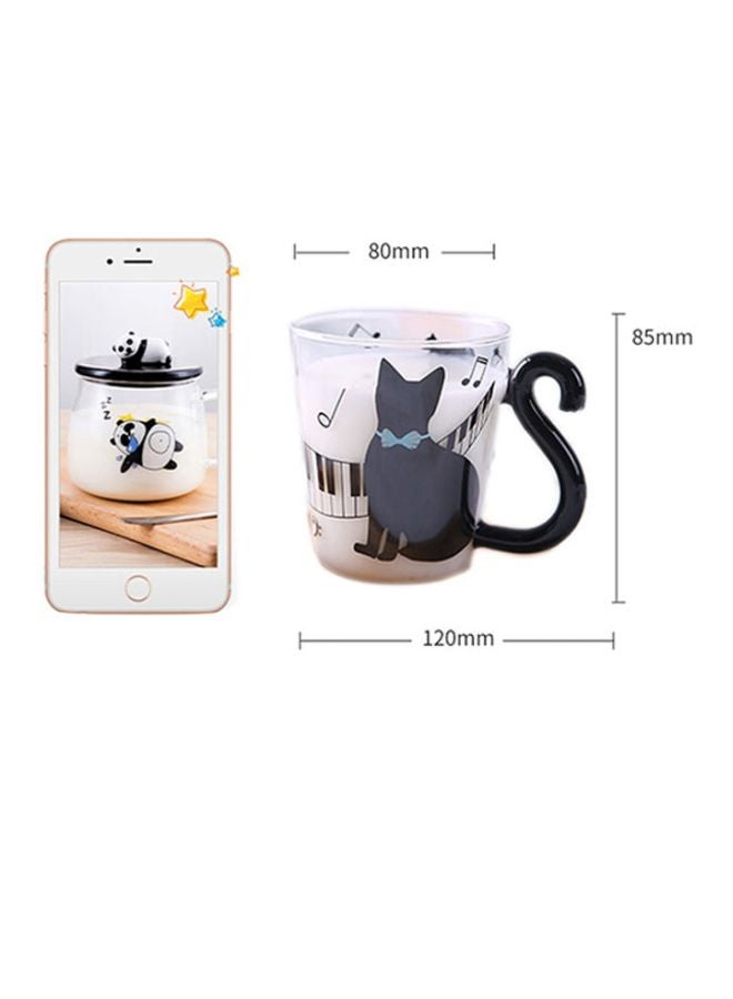 Beauenty Cute Cats Glass Coffee Mug White/Black 350ml - Image 2