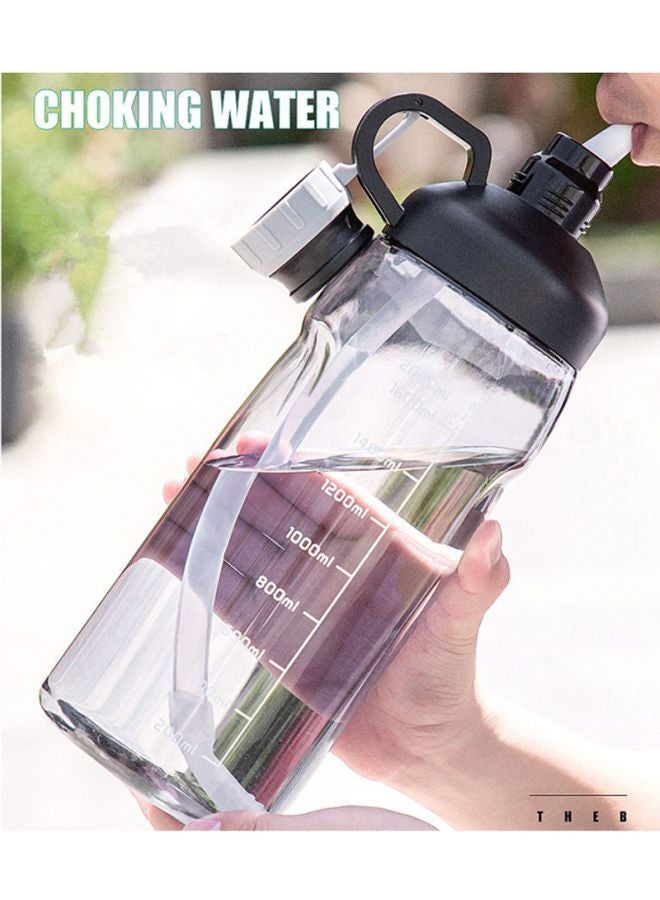 Beauenty Plastic Water Bottle Grey/Black/Clear 2000ml - Image 4