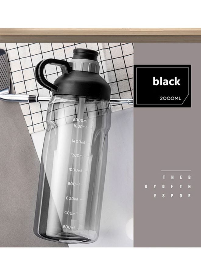 Beauenty Plastic Water Bottle Grey/Black/Clear 2000ml - Image 5