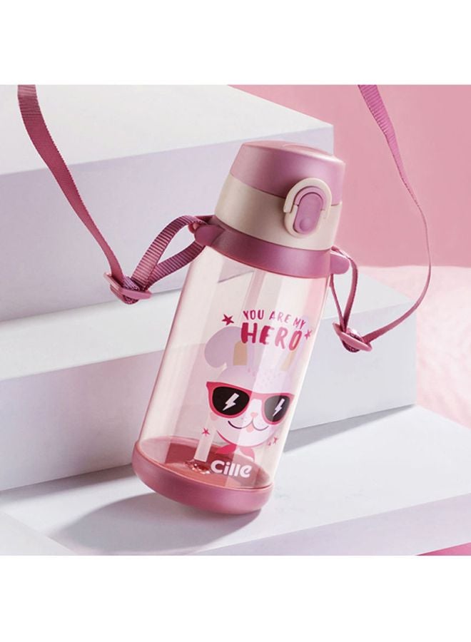 بيوينتي زجاجة مياه قابلة للنقل مطبوعة بنمط كرتوني وردي / بيج - Image 2