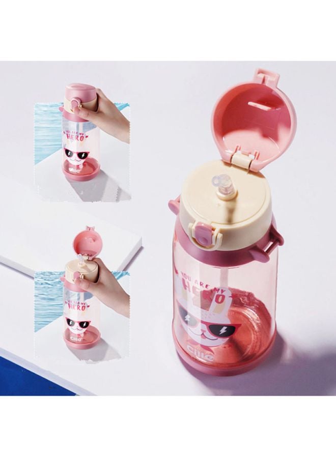 بيوينتي زجاجة مياه قابلة للنقل مطبوعة بنمط كرتوني وردي / بيج - Image 3