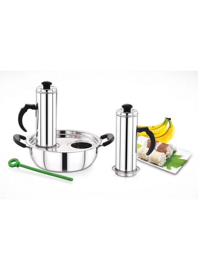 3-In-1 Modern Puttu Maker Silver/Black/Green